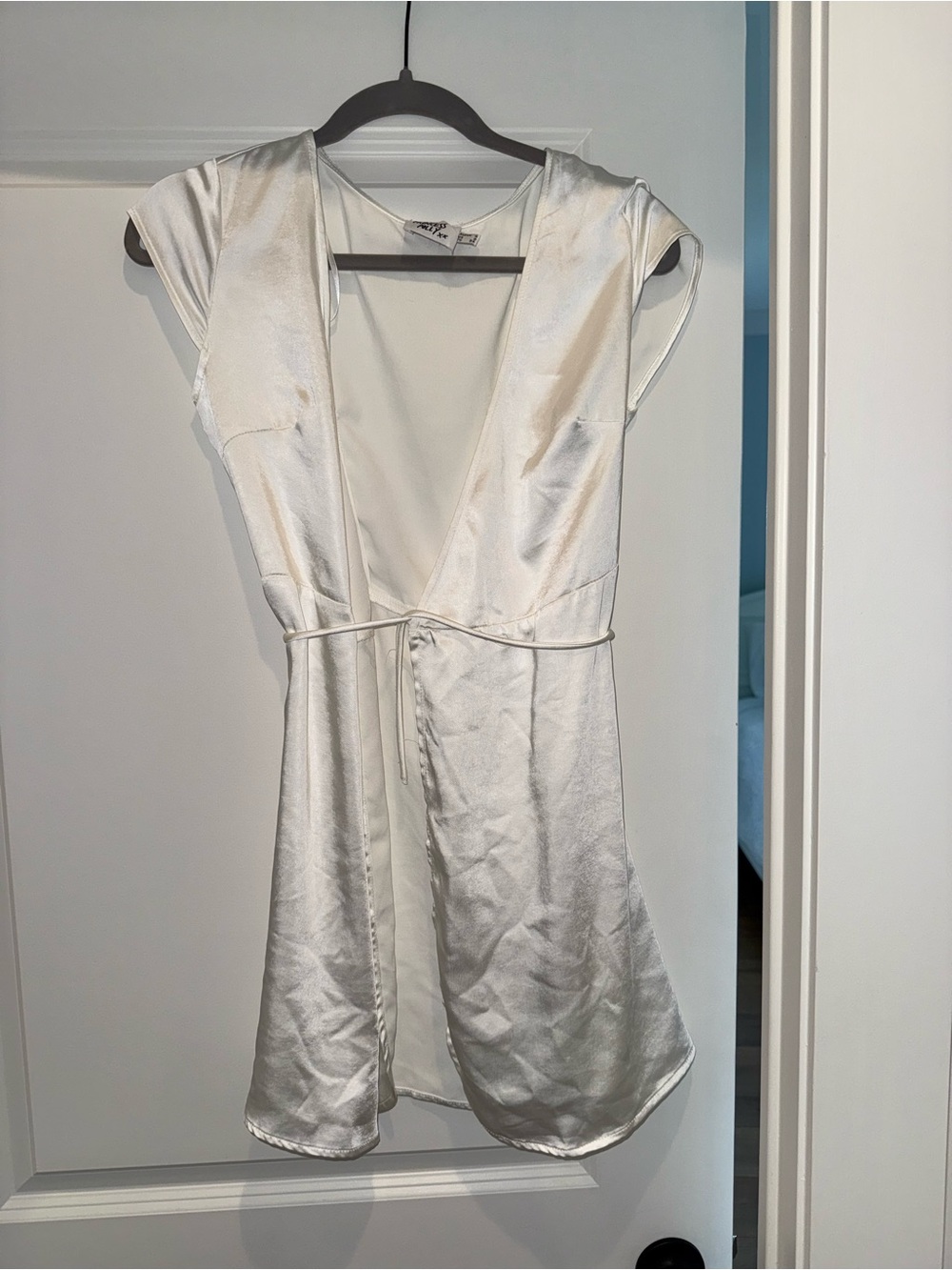 White Satin wrap dress
